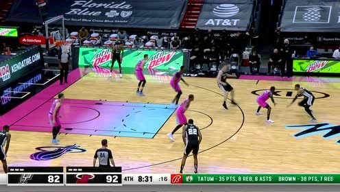 【2021年04月29日 马刺vs热火集锦】不负队友信任 瓦塞尔底角3+1