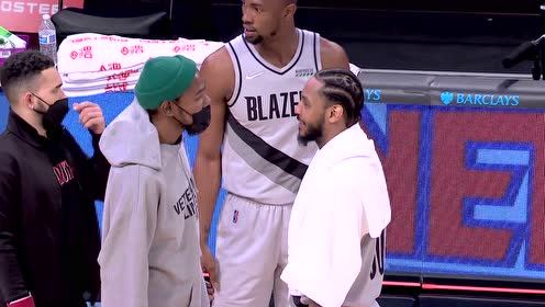 【2021年05月01日 开拓者vs篮网集锦】英雄惜英雄 KD安东尼赛后拥抱聊天