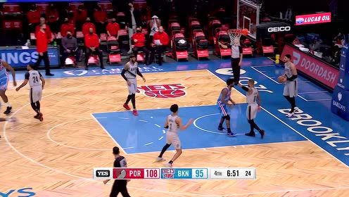 【2021年05月01日 开拓者vs篮网集锦】欧文空中对抗 顶着防守打进失衡球