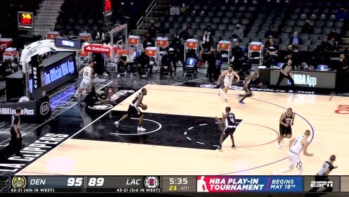 【2021年05月02日 掘金vs快船集锦】休想造次！小里弗斯突破上篮惨遭考辛斯封天血帽