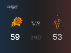 NBA常规赛 ：半场数据， 太阳以59-53领先骑士，布克21+4