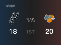 尼克斯首节领先马刺，兰德尔得到14分，朗尼-沃克得到5分