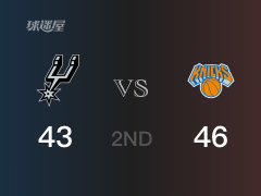 尼克斯半场领先马刺，兰德尔得到14分，尤班克斯得到8分