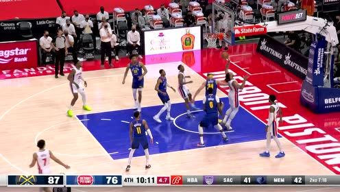 【2021年05月15日 掘金vs活塞集锦】看着就疼 奥卡福下落时铁肘击中麦基面门