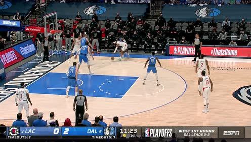 【2021年06月05日 快船vs独行侠集锦】手起刀落百步穿杨 泡椒45度线外3分打开快船首球