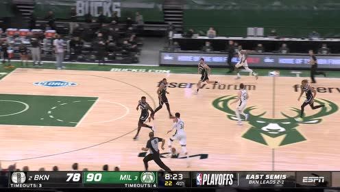 【2021年06月14日 篮网vs雄鹿集锦】篮网96-107雄鹿 欧文伤退字母哥34+12扳平总比分