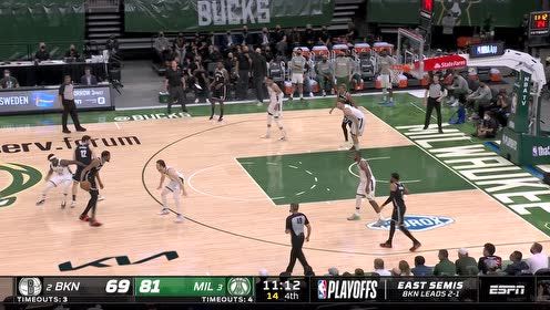 【2021年06月14日 篮网vs雄鹿集锦】投手也能见缝插针 哈里斯隐蔽分球克拉克斯顿双手暴扣