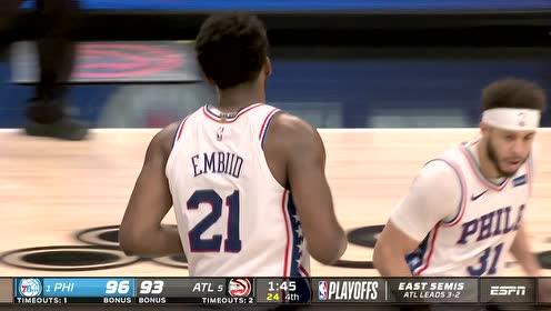 【2021年06月19日 76人vs老鹰集锦】还是看大帝 恩比德关键补篮强势命中