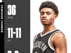 预订欧文主替？篮网27号秀卡梅隆-托马斯再砍30+