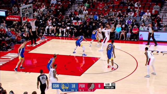 【2021年10月05日 勇士vs开拓者集锦】三分连珠炮射穿勇士 努尔基奇科温顿连投连中