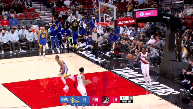 【2021年10月05日 勇士vs开拓者集锦】空位三分不中又何妨？布拉德利死亡缠绕抢断上篮