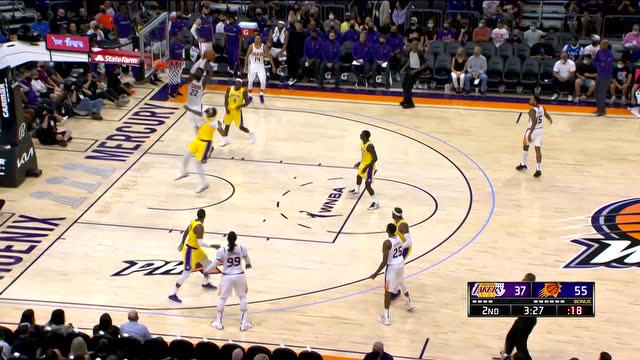 【2021年10月07日 湖人vs太阳集锦】团队配合水银泻地 克劳德连线艾顿空接暴扣