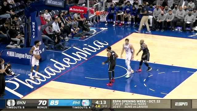 【2021年10月12日 篮网vs76人集锦】时刻保持警觉 布朗抢断一条龙暴扣