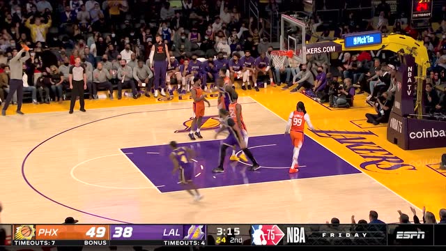 【2021年10月23日 太阳vs湖人集锦】全员三分开火 隆多外线接球出手仍命中