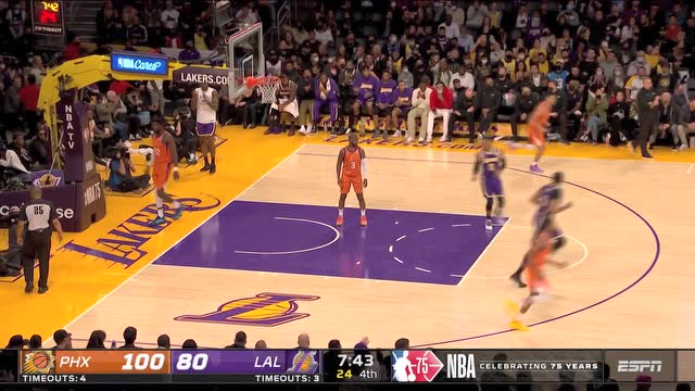 【2021年10月23日 太阳vs湖人集锦】威少加速突破分球 浓眉篮下接球拽筐暴扣