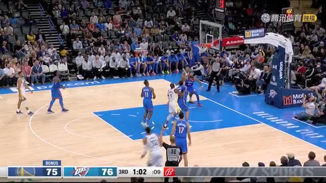 【2021年10月27日 勇士vs雷霆集锦】这笑容温暖纯真！波特三分一发入魂帮助勇士首次反超比分