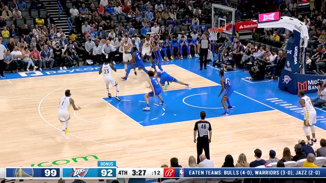 【2021年10月27日 勇士vs雷霆集锦】一波未平一波又起！库里突破吸引注意回传达米安李三分无解