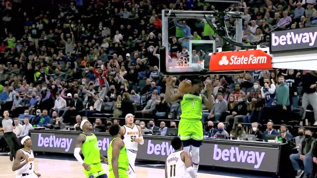 【2021年10月31日 掘金vs森林狼集锦】唐斯后场甩球帅呆了 爱德华兹滑翔空接暴扣