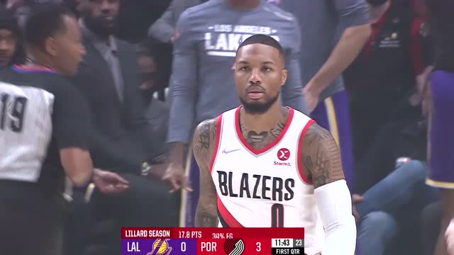 【2021年11月07日 湖人vs开拓者集锦】开局状态十足 利拉德外线三分精准命中