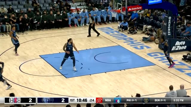 【2021年11月19日 快船vs灰熊集锦】双人围堵又何妨 乔治罚球线附近中距离命中