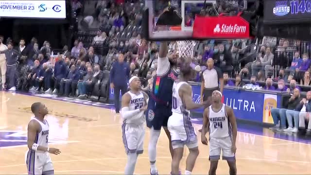 【2021年11月23日 76人vs国王集锦】如有神力 德拉蒙德篮下强起强扣翻江倒海