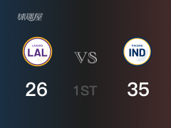 NBA常规赛：步行者以35-26领先湖人，结束首节