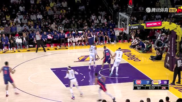【2021年11月29日 活塞vs湖人集锦】迪亚洛中距离稳稳命中 威少底角三分一箭穿心