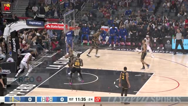 【2021年11月29日 勇士vs快船集锦】乔治打破勇士传球路径 接雷吉传球轻松吃饼