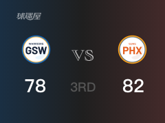 NBA常规赛：三节数据，太阳以82-78领先勇士，艾顿16+7+2