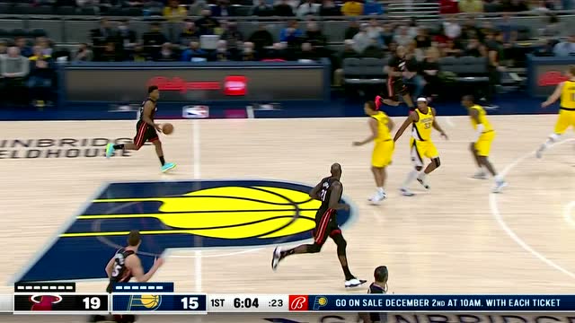 【2021年12月04日 热火vs步行者集锦】萨博尼斯脑后长眼击地妙传 杜阿尔特眼疾手快接球上篮