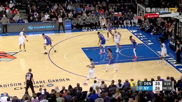 【2021年12月05日 掘金vs尼克斯集锦】纳吉小手一挑打成二次进攻 巴顿精准撤步三分迎着托平