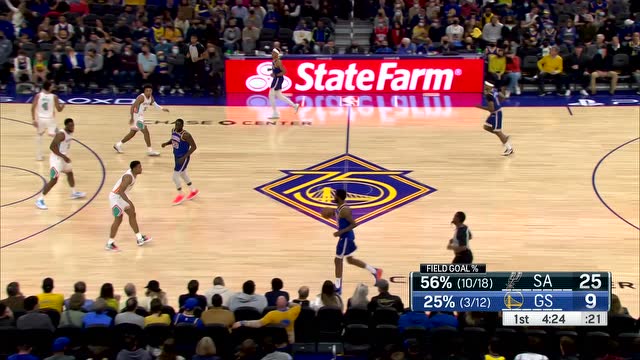 【2021年12月05日 马刺vs勇士集锦】马刺全民皆兵 朗尼沃克连续三分飚中