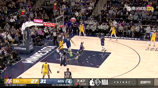 【2021年12月18日 湖人vs森林狼集锦】一攻一防尽显杀手本色 唐斯一步过掉詹姆斯随后又送詹姆斯封盖