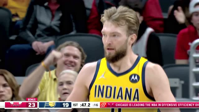 【2022年01月01日 公牛vs步行者集锦】当球有了自己的思想 萨博尼斯篮下上篮打成2+1