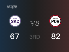 NBA常规赛：三节战罢，开拓者以82- 67领先国王，西蒙斯16+2+5