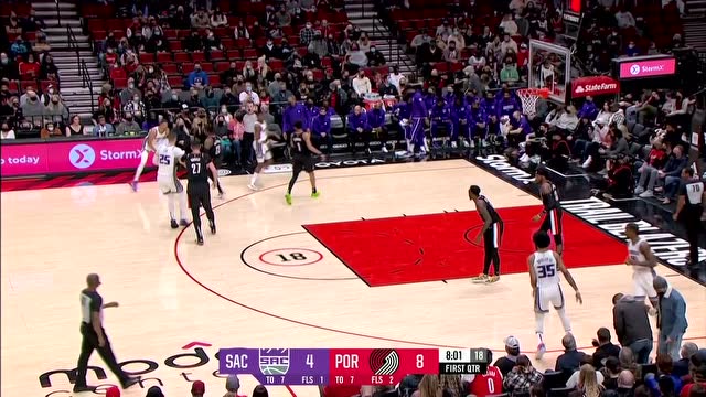 【2022年01月10日 国王vs开拓者集锦】心有灵犀一点通 哈里伯顿连线莱恩空接暴扣