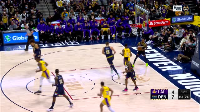 【2022年01月16日 湖人vs掘金集锦】老将间的连线 詹姆斯撕裂防线助霍华德勾手命中