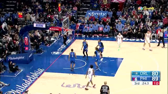 【2022年01月20日 魔术vs76人集锦】三节47分了！恩比德飚中三分主场沸腾