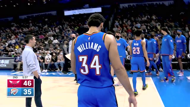 【2022年01月25日 公牛vs雷霆集锦】武切维奇犀利断球为队建功 怀特策动快攻击地助飞希尔上篮命中