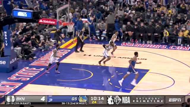 【2022年01月30日 篮网vs勇士集锦】一攻一防彰显巨星实力 维金斯篮下大帽+突破上篮得手