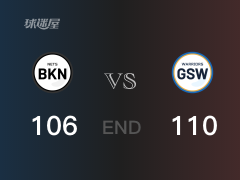 【战况】全场结束，勇士力克篮网，威金斯24+8+2