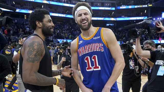 【2022年01月30日 篮网vs勇士集锦】太精彩的NBA春晚！篮网vs勇士最后半分钟克莱&欧文三分神仙打架