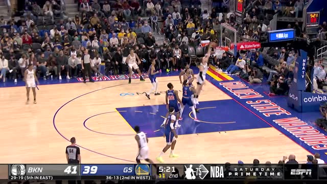 【2022年01月30日 篮网vs勇士集锦】老骥伏枥志在千里 格里芬飞越禁区单臂劈扣