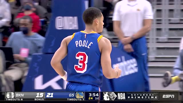 【2022年01月30日 篮网vs勇士集锦】全民火枪手 普尔弧顶三分精准打击无人可挡