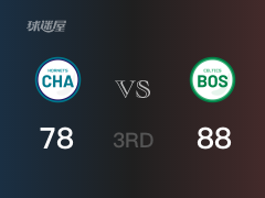 NBA常规赛：凯尔特人以88-80领先黄蜂，结束三节