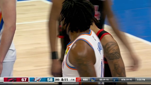 【2022年02月10日 猛龙vs雷霆集锦】队友间的梦幻联动 范乔丹快攻反击接球就扔三分稳稳命中！