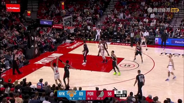 【2022年02月13日 尼克斯vs开拓者集锦】防到脸上也能进 格雷姆斯张弓搭箭三分空心入网