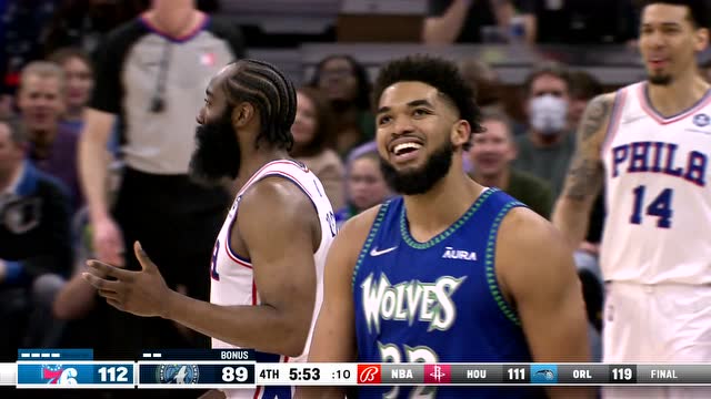 【2022年02月26日 76人vs森林狼集锦】费城vs森林狼精华回放 恩比德狂砍轰34+10 哈登首秀准三双惊艳亮相
