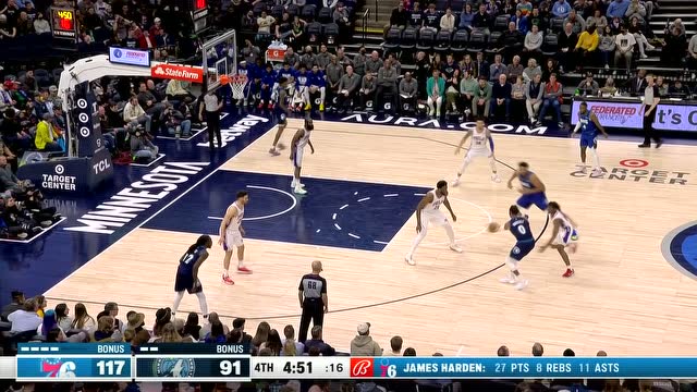 【2022年02月26日 76人vs森林狼集锦】俩人这是较上劲了！哈登撤步三分迎射唐斯 唐斯立马用一记暴扣还以颜色