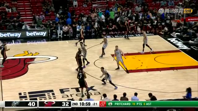 【2022年02月27日 马刺vs热火集锦】吃饼就完事了 戴德蒙空接打板单吃兰代尔